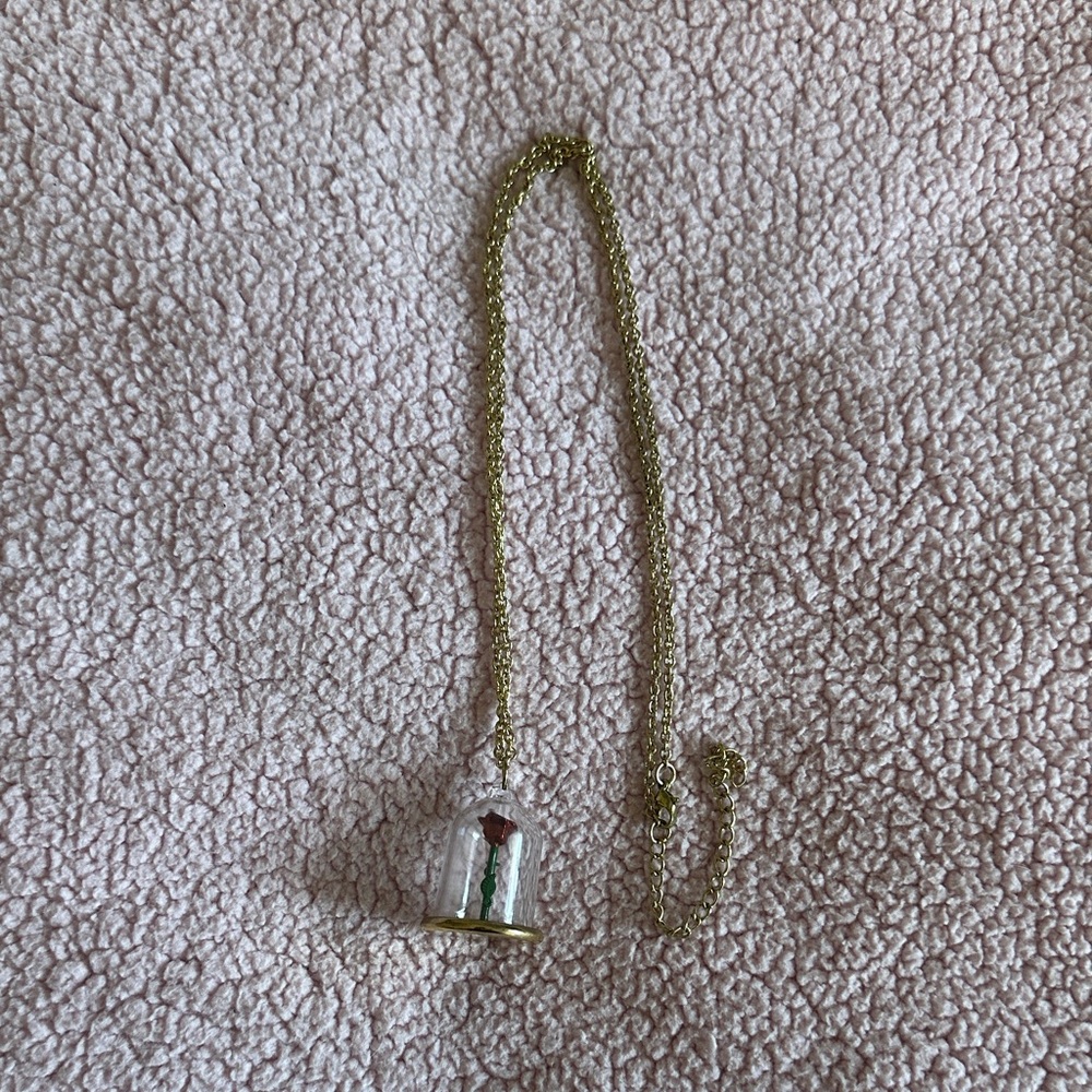 Disney Beauty and the beast rose necklace